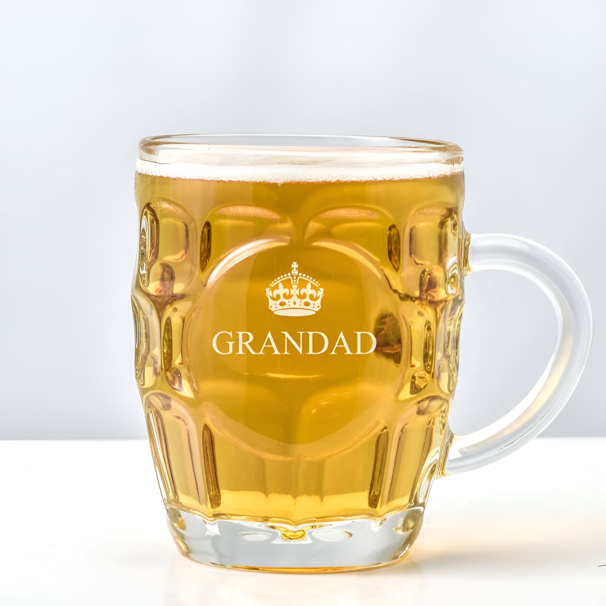 Personalised Dimple Pint Glass With Crown - Click Image to Close