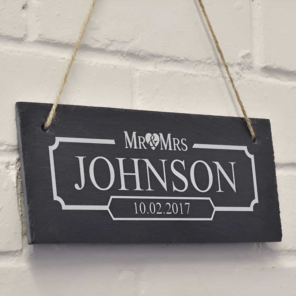 Personalised Hanging Slate Sign For Mr And Mrs - Click Image to Close