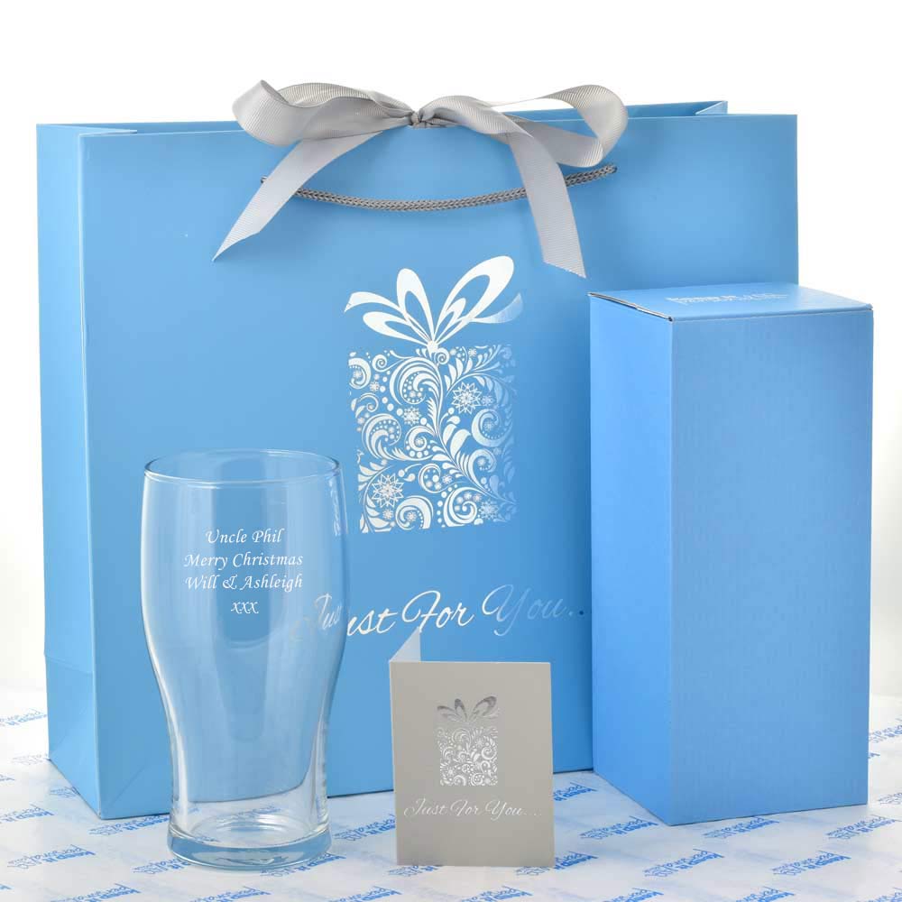 Personalised Tulip Pint Glass With Luxury Gift Bag And Box - Click Image to Close