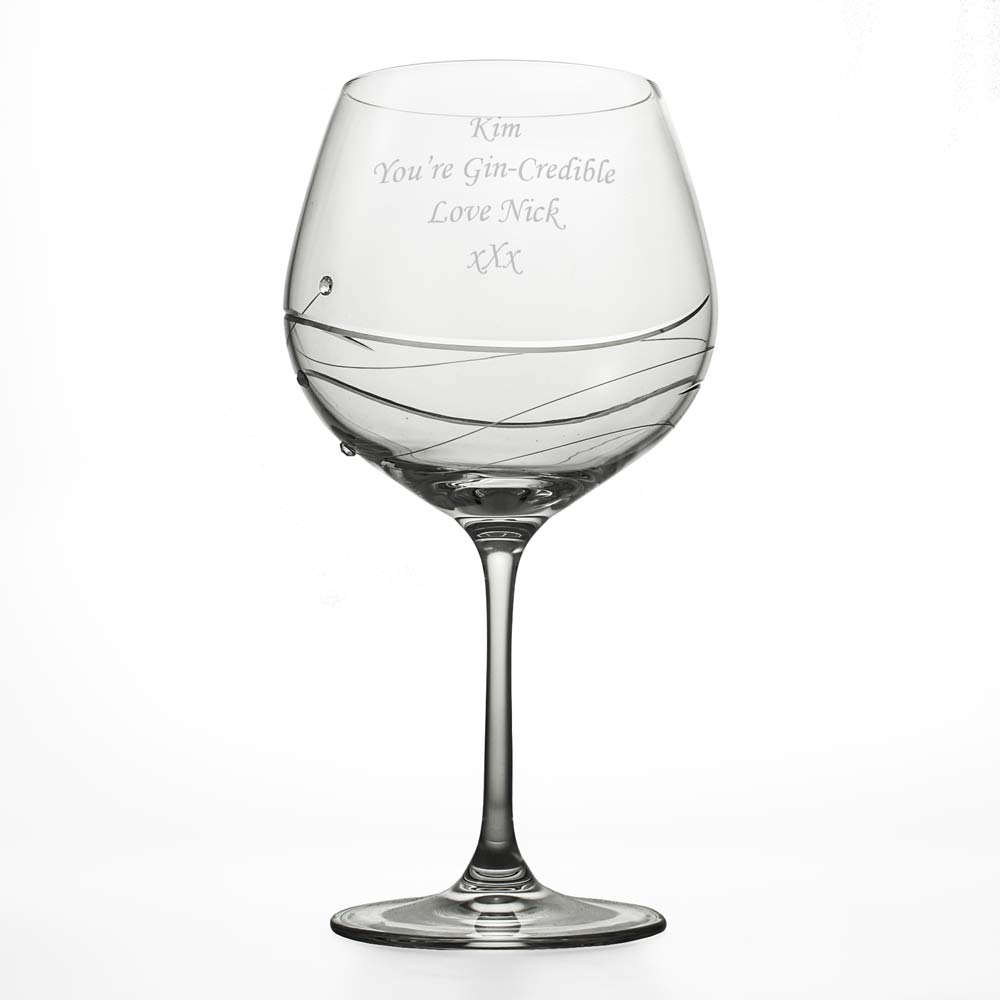 Personalised Gin Glass With Swarovski Elements - Click Image to Close