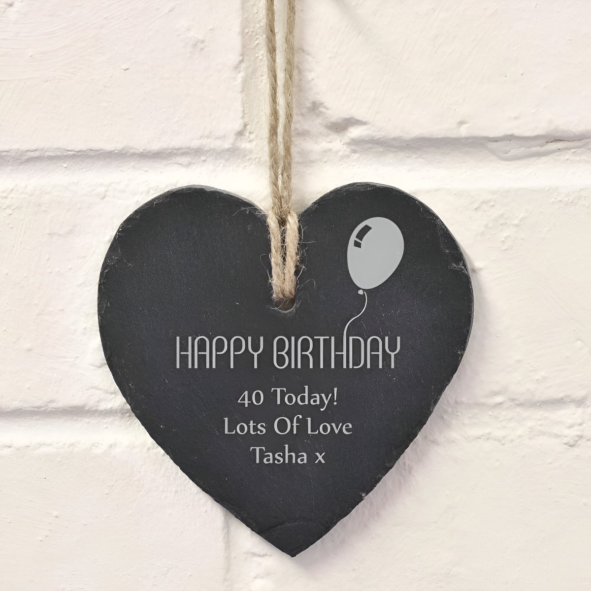 Personalised Hanging Slate Heart - Happy Birthday - Click Image to Close