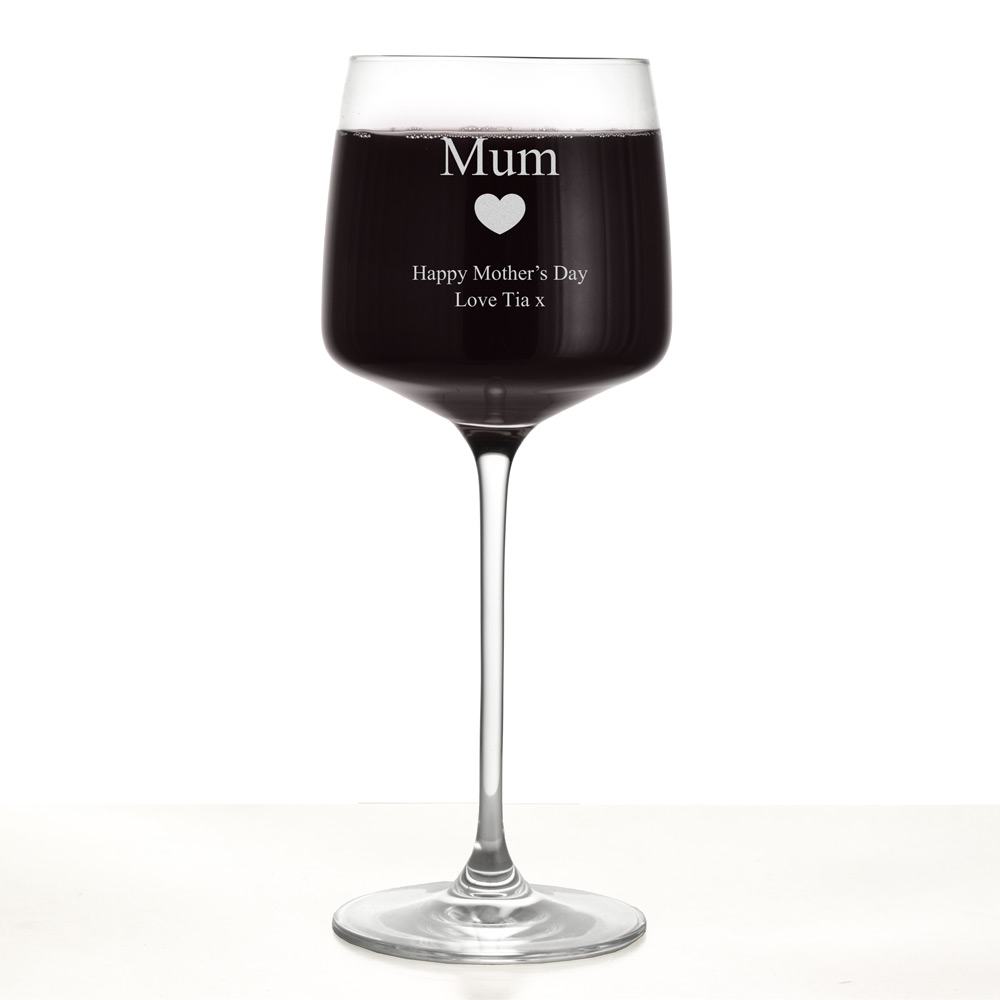 Personalised Hollywood Wine Glass With Love Heart - Click Image to Close