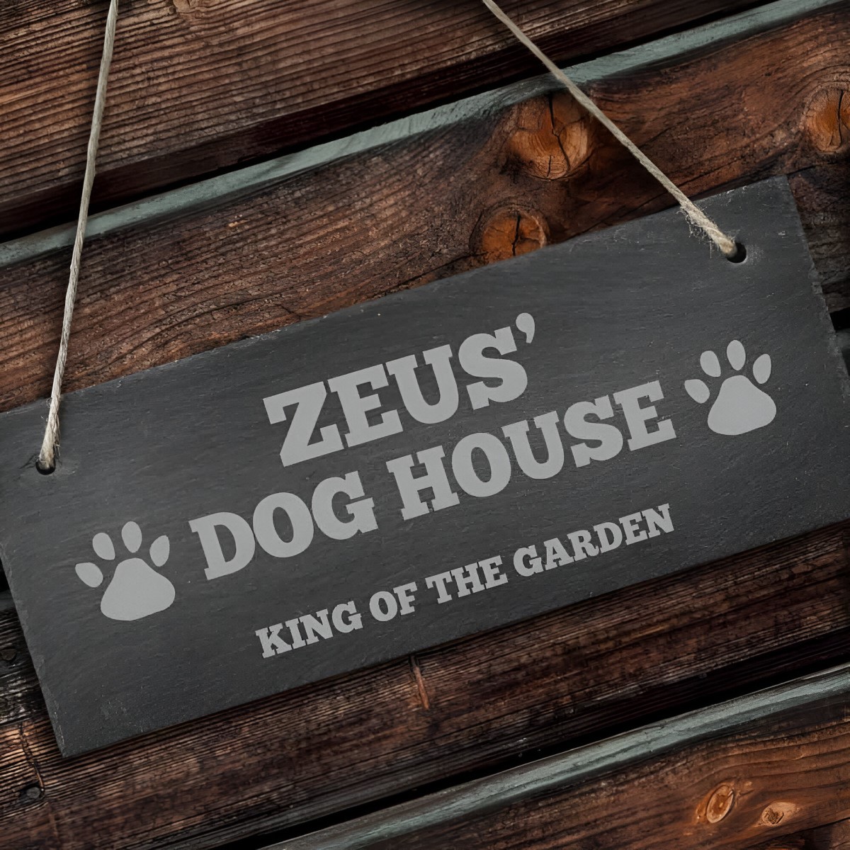 Personalised Hanging Slate Sign - Dog House - Click Image to Close