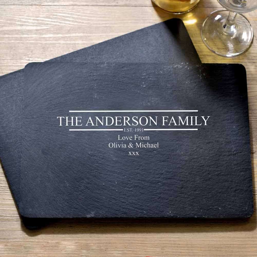 Personalised Engraved Slate Place Mat Set - Click Image to Close