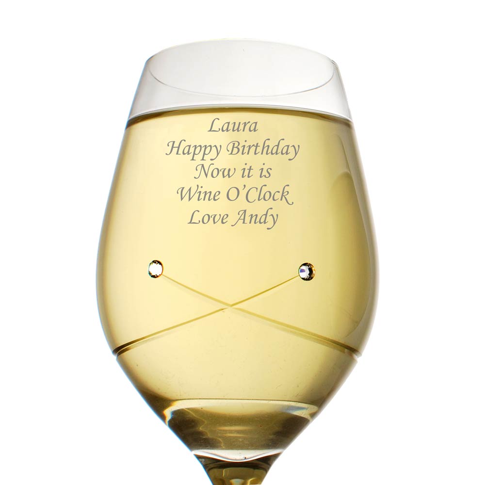 Personalised Crystal Wine Glass With Swarovski Elements - Click Image to Close