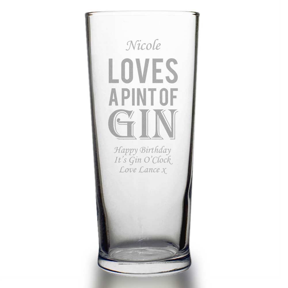 Personalised Gin Pint Glass - Click Image to Close