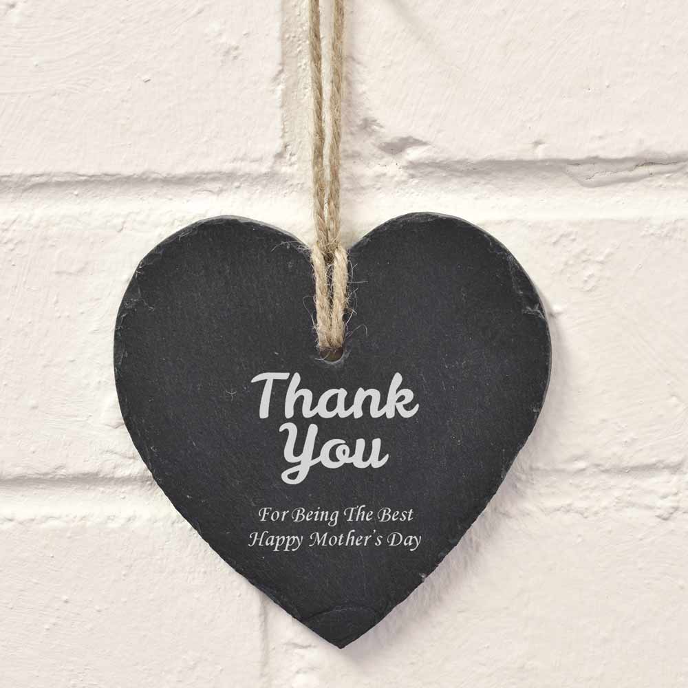 Personalised Hanging Heart Slate Thank You Gift - Click Image to Close