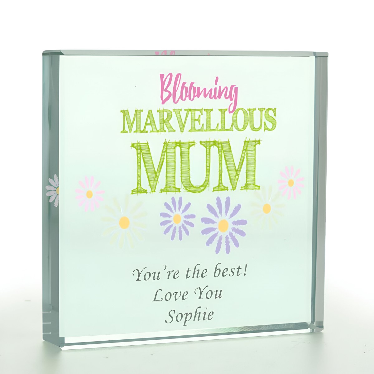 Personalised Bloomin' Marvellous Glass Token - Click Image to Close