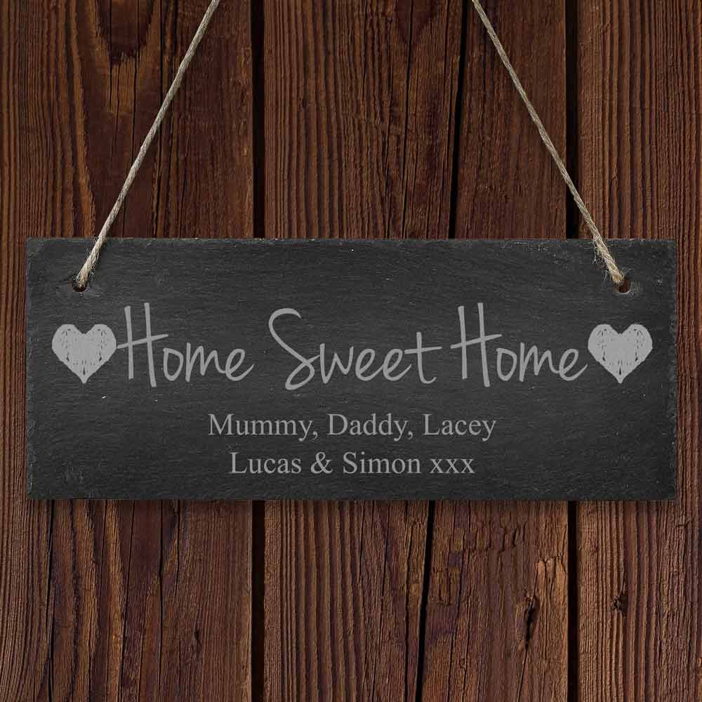 Personalised Hanging Slate Sign - Home Sweet Home - Click Image to Close
