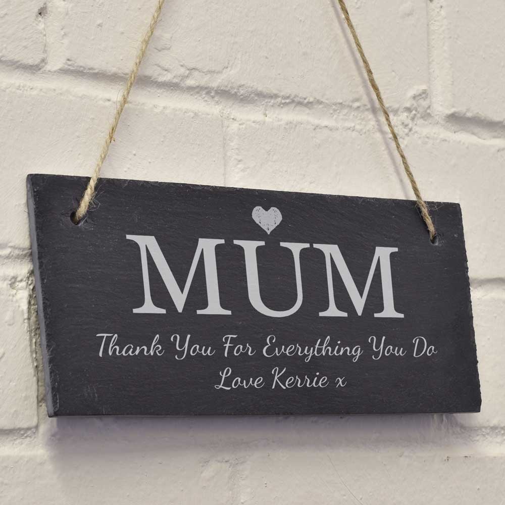 Personalised Hanging Slate Sign For Mum - Click Image to Close