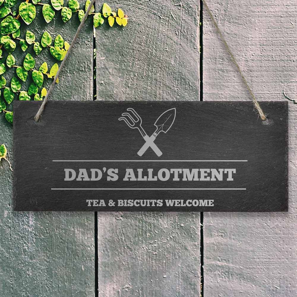 Personalised Hanging Slate Sign For The Allotment - Click Image to Close