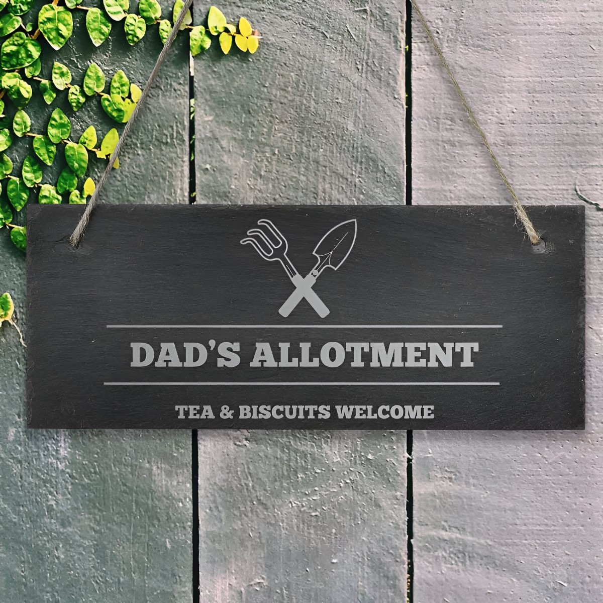 Personalised Hanging Slate Sign For The Allotment - Click Image to Close