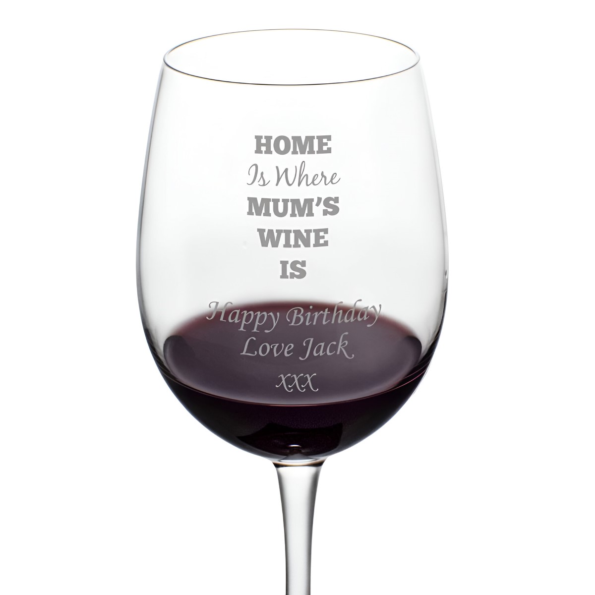 Personalised 'Home Is Where Mum's Wine Is' Wine Glass - Click Image to Close