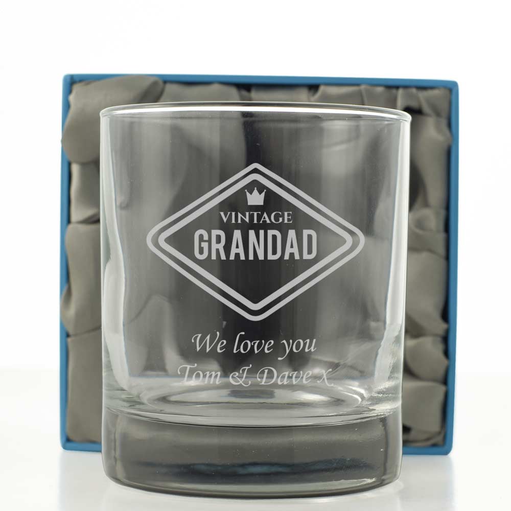 Personalised Vintage Grandad Glass Tumbler - Click Image to Close