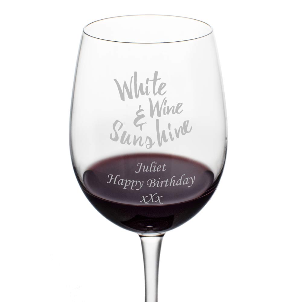 Personalised White Wine & Sunshine Wine Glass - Click Image to Close
