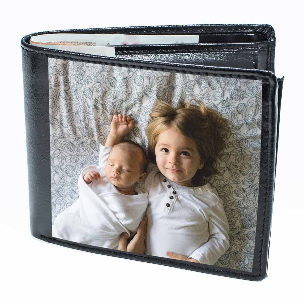 Personalised Photo Upload Black Leather Wallet - Click Image to Close
