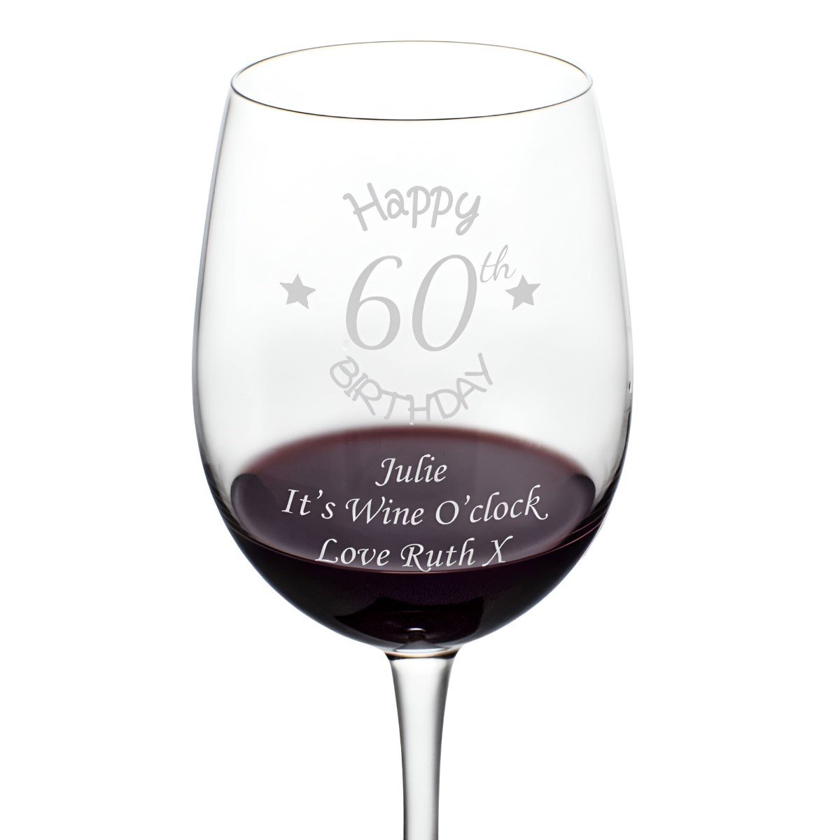 Personalised 60th Birthday Wine Glass - Click Image to Close