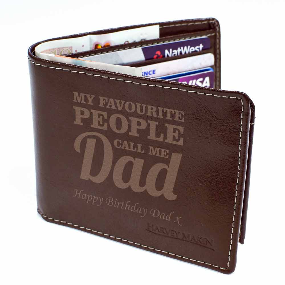 Personalised Brown Leather Wallet - My Favourite People Call Me Dad - Click Image to Close