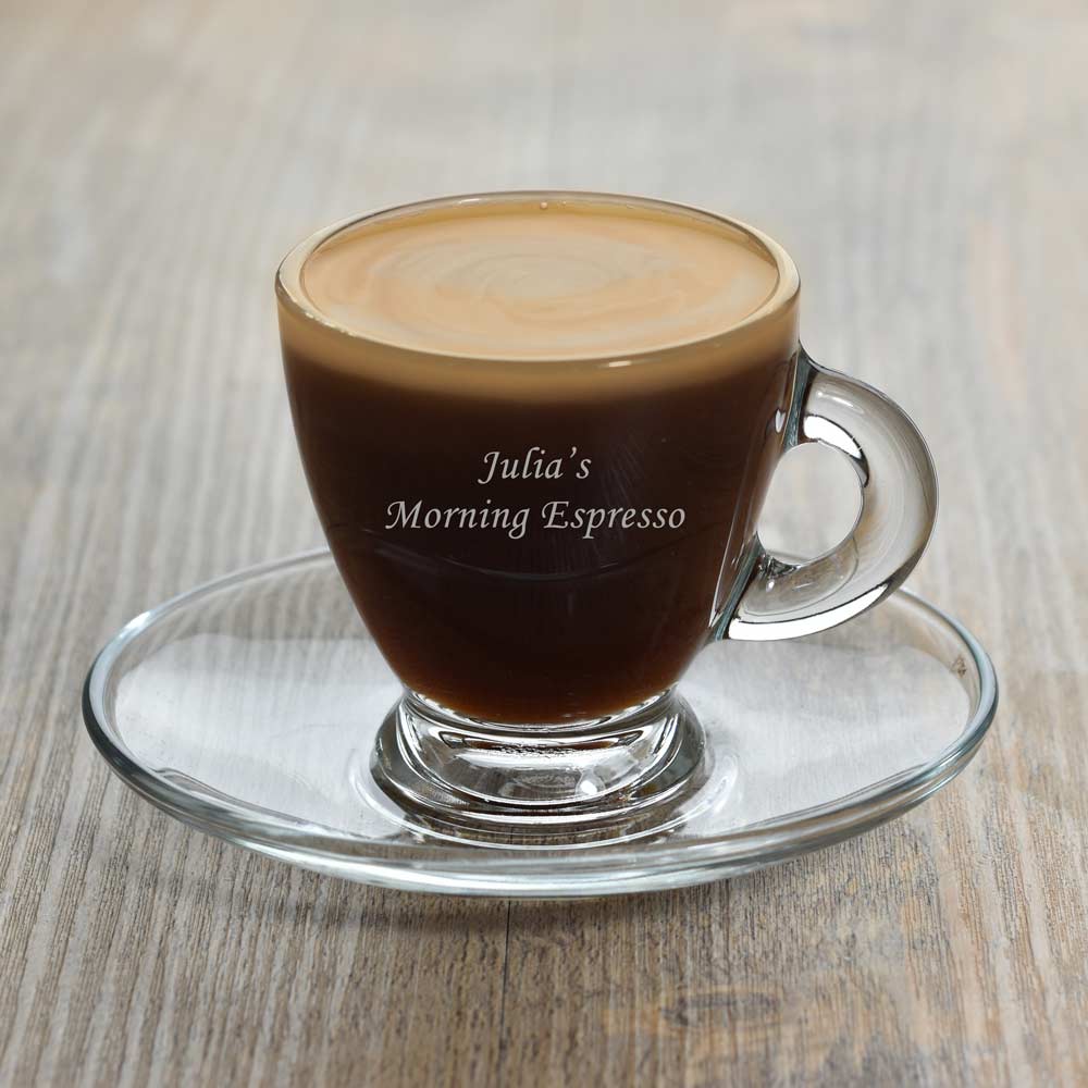 Personalised Espresso Glass And Saucer - Click Image to Close