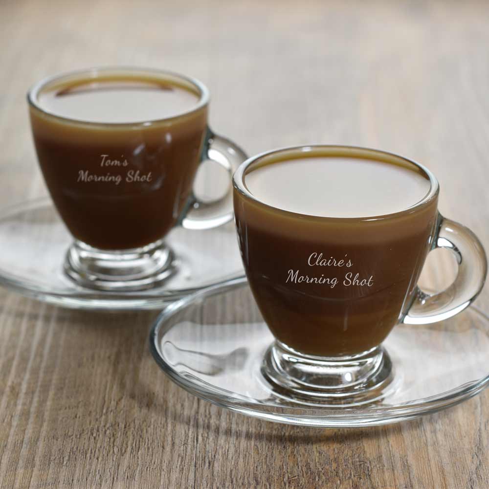 Personalised Espresso Glass And Saucer Set - Click Image to Close