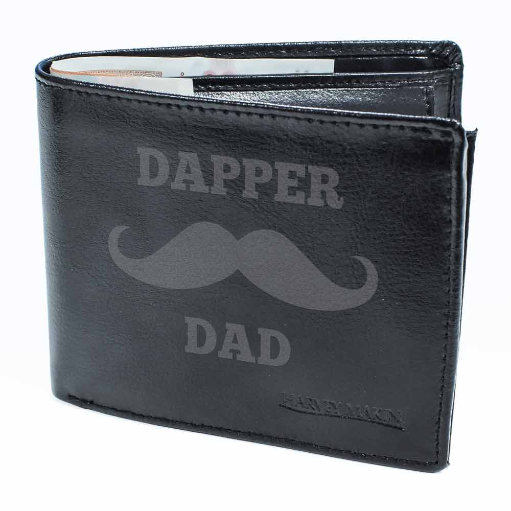 Personalised Moustache Black Leather Wallet - Click Image to Close