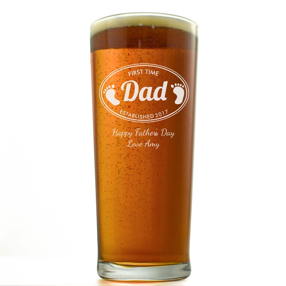 Personalised Pint Glass For A First Time Dad - Click Image to Close