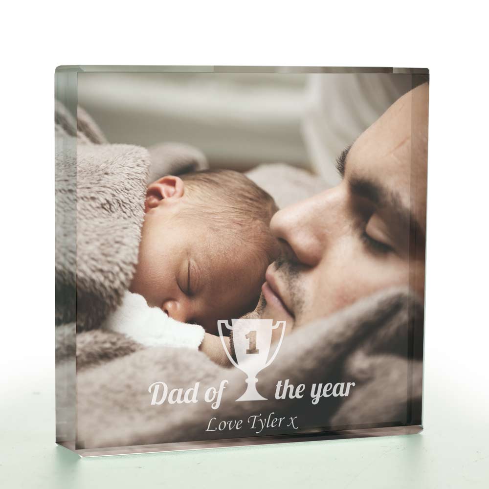 Personalised Photo Upload Glass Token - Dad Of The Year - Click Image to Close