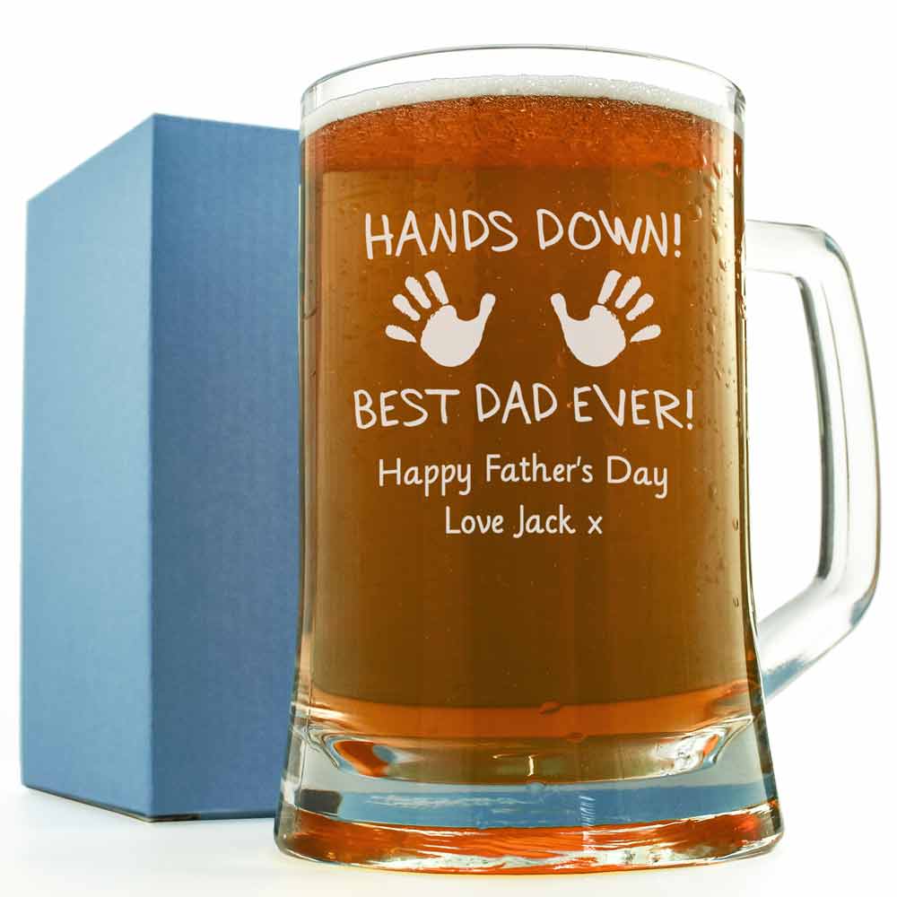 Personalised Pint Tankard - Hands Down Best Dad Ever - Click Image to Close