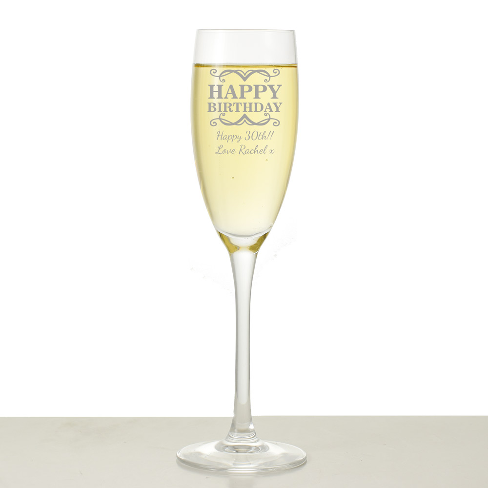 Personalised Happy Birthday Champagne Flute - Click Image to Close