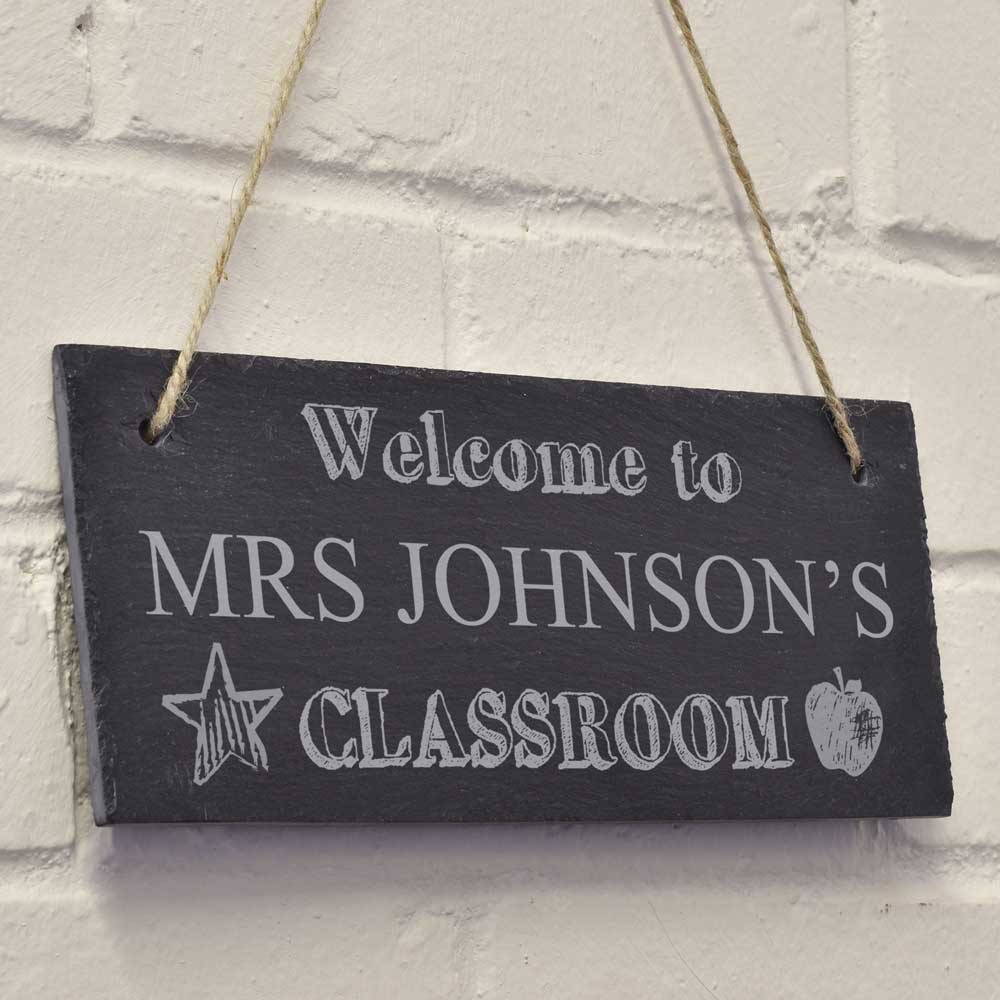 Personalised Hanging Slate Sign For The Teacher's Classroom - Click Image to Close