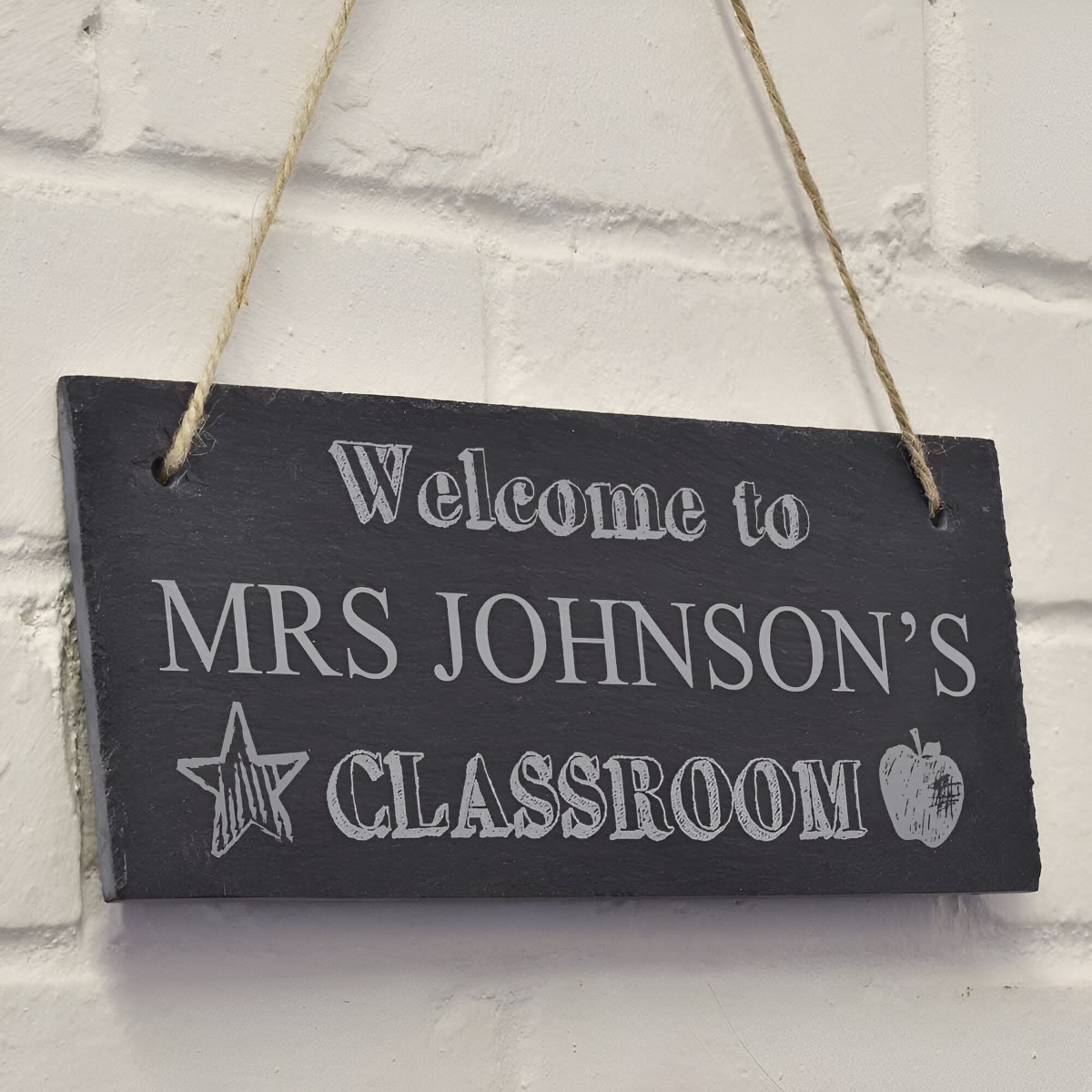 Personalised Hanging Slate Sign For The Teacher's Classroom - Click Image to Close