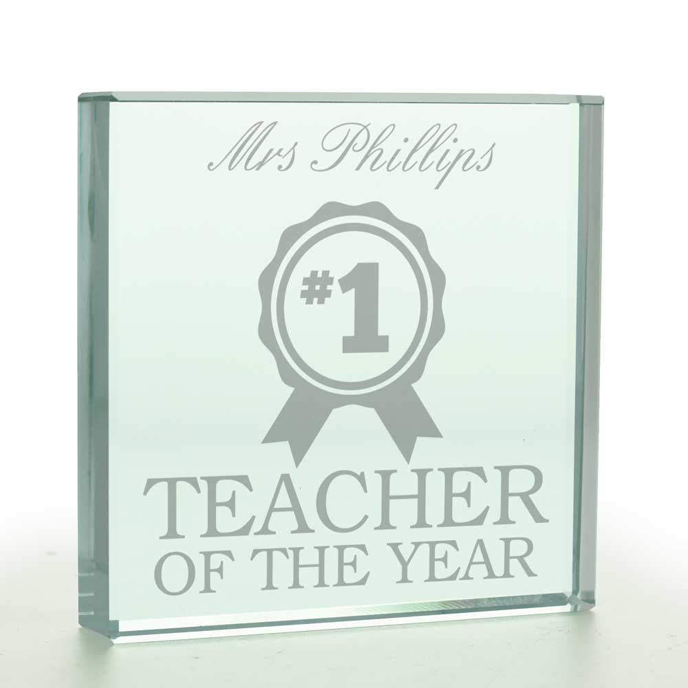 Personalised Teacher Of The Year Glass Token - Click Image to Close