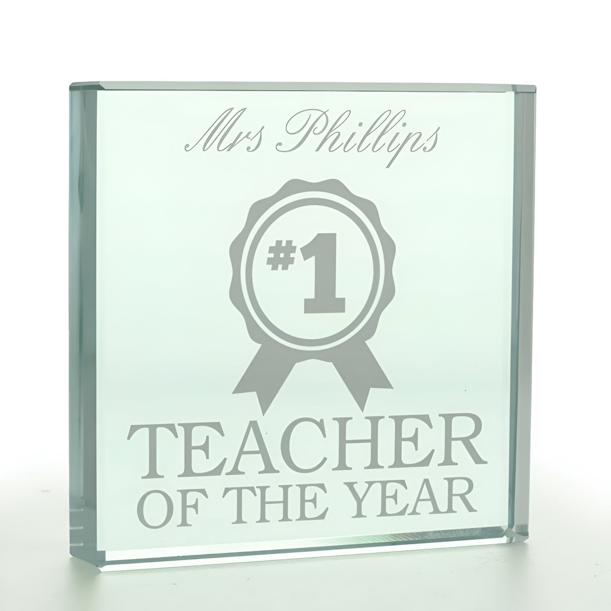 Personalised Teacher Of The Year Glass Token - Click Image to Close