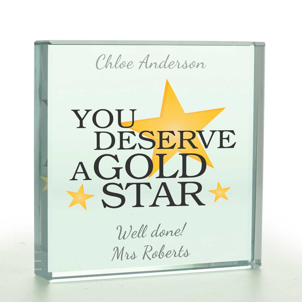 Personalised Glass Token - You Deserve A Gold Star - Click Image to Close