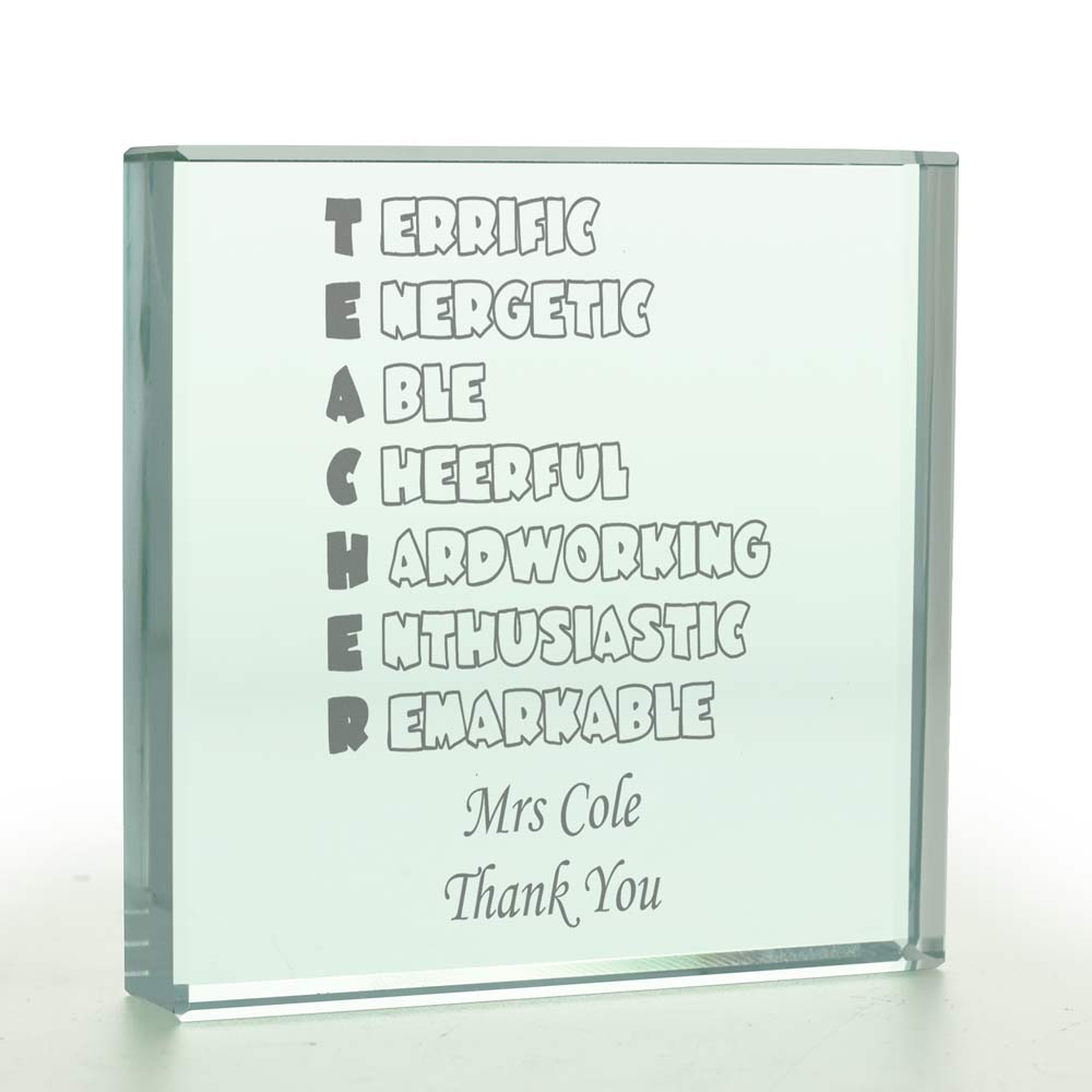 Personalised Terrific Teacher Glass Token - Click Image to Close