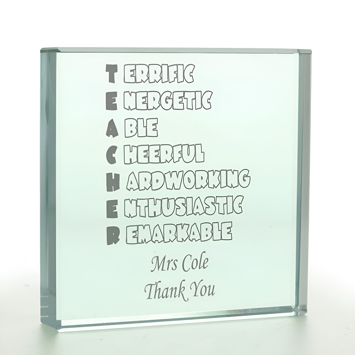 Personalised Terrific Teacher Glass Token - Click Image to Close