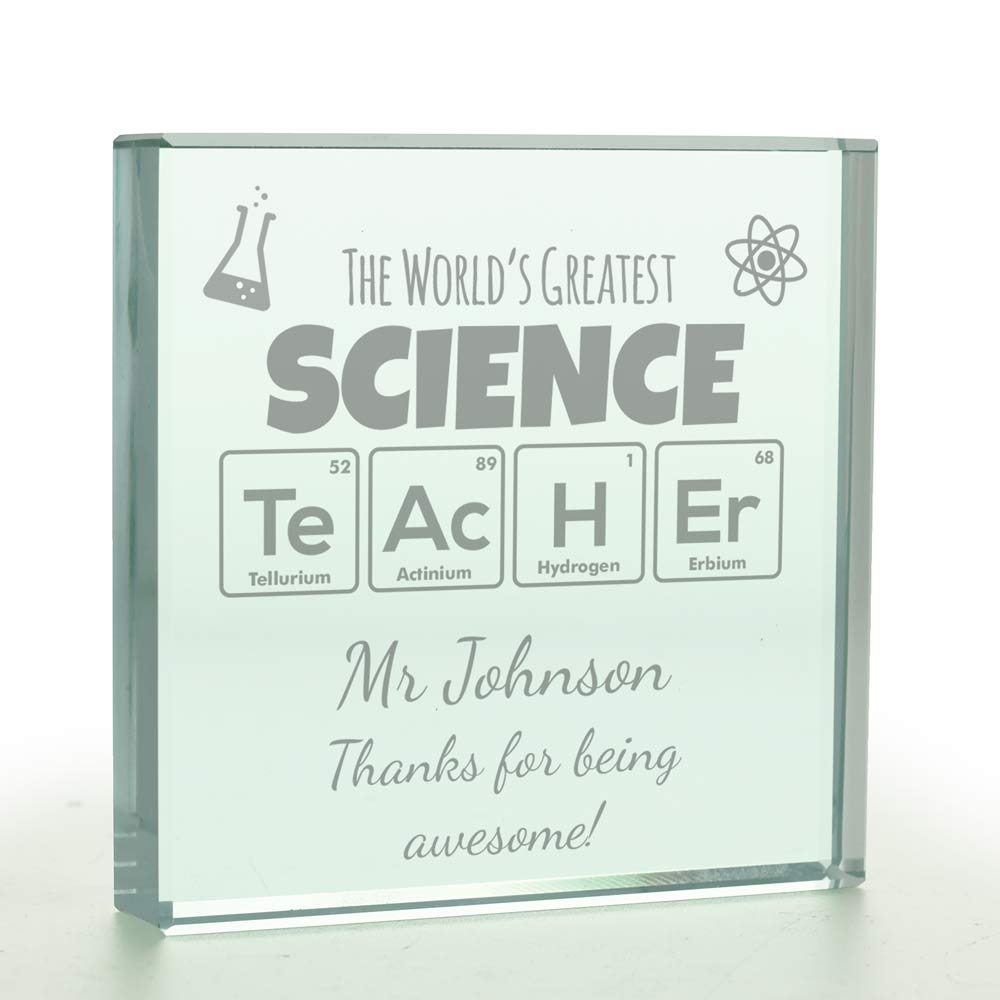 The World's Greatest Science Teacher Personalised Glass Token - Click Image to Close