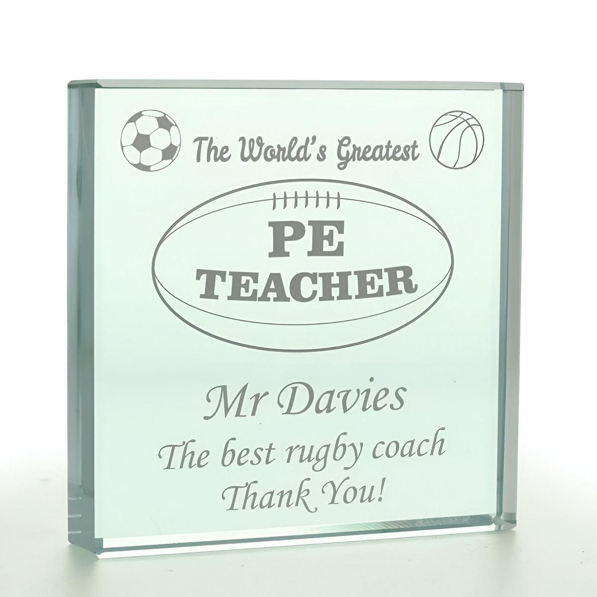 The World's Greatest PE Teacher Personalised Glass Token - Click Image to Close