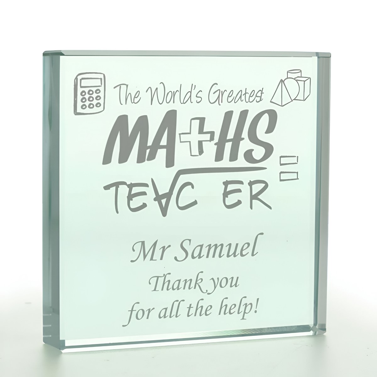 The World's Greatest Maths Teacher Personalised Glass Token - Click Image to Close