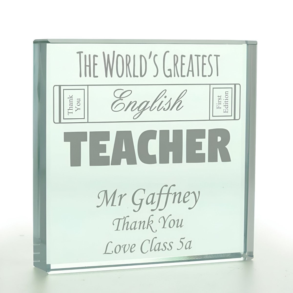 The World's Greatest English Teacher Personalised Glass Token - Click Image to Close