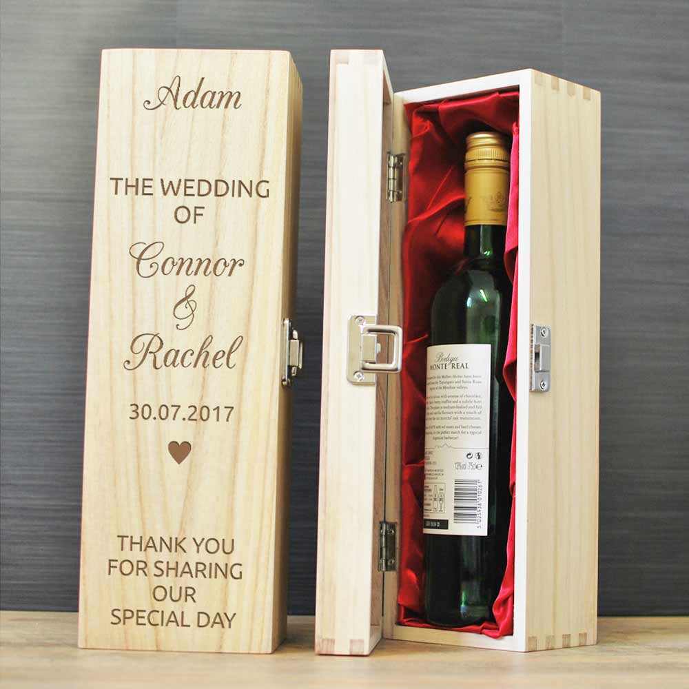 Personalised Wedding Day Hinged Wine Box - Click Image to Close