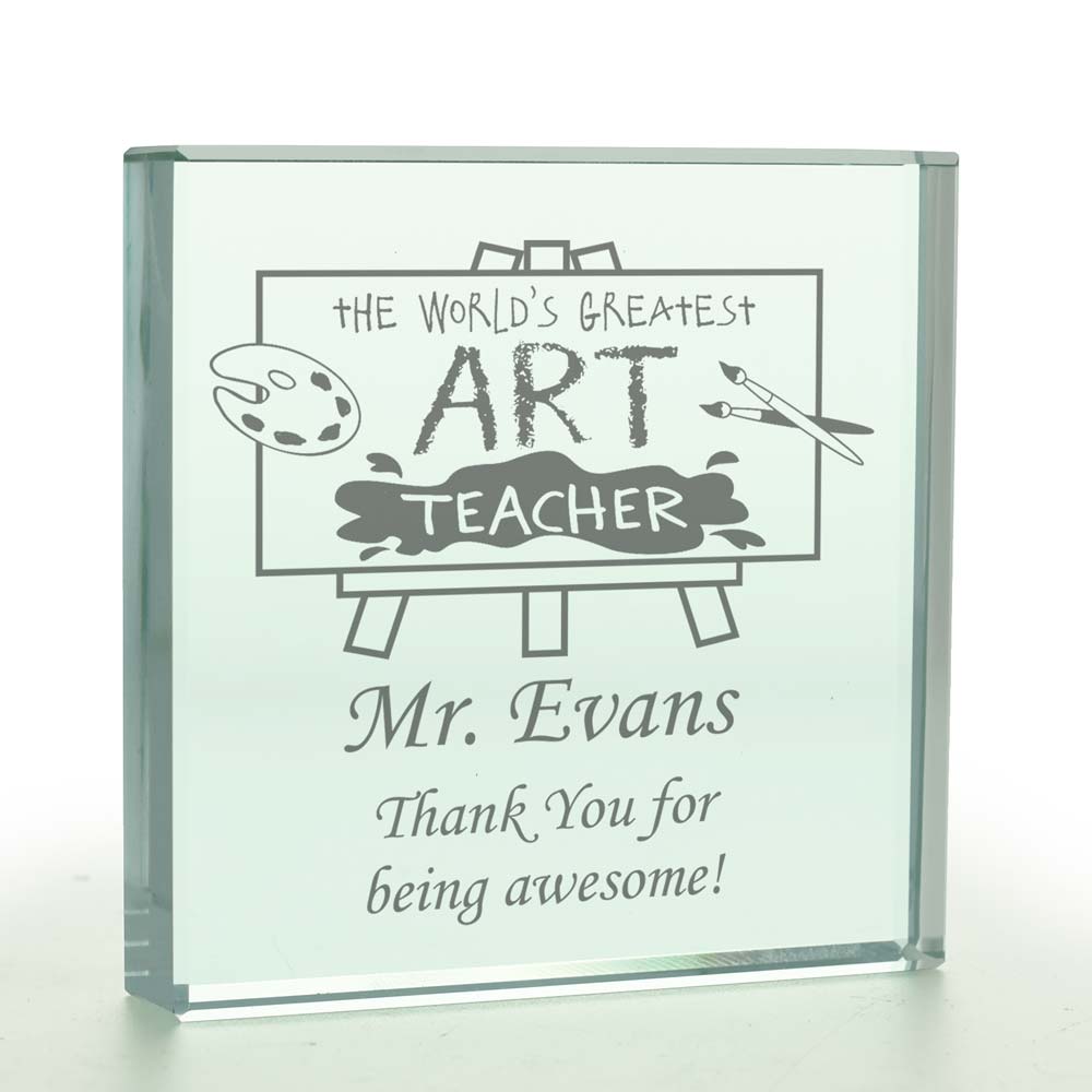 The World's Greatest Art Teacher Personalised Glass Token - Click Image to Close