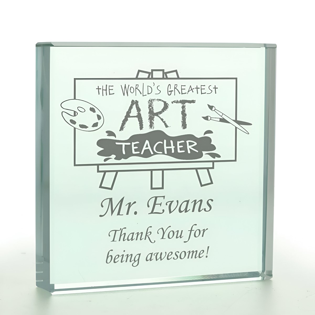 The World's Greatest Art Teacher Personalised Glass Token - Click Image to Close