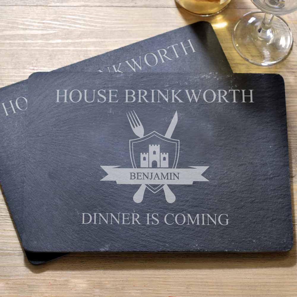 Personalised Family Coat Of Arms Slate Place Mat Set - Click Image to Close