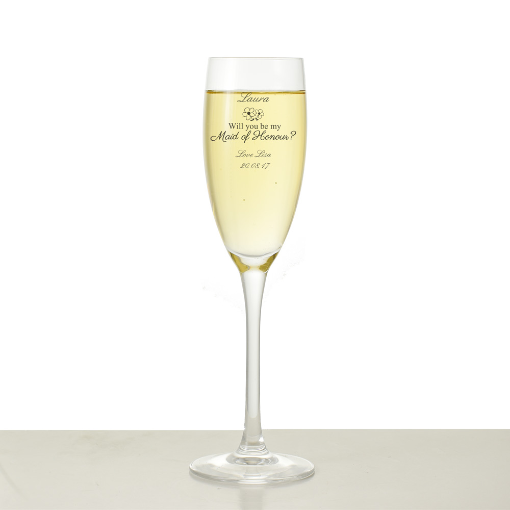 Will You Be My Maid Of Honour Personalised Champagne Flute - Click Image to Close