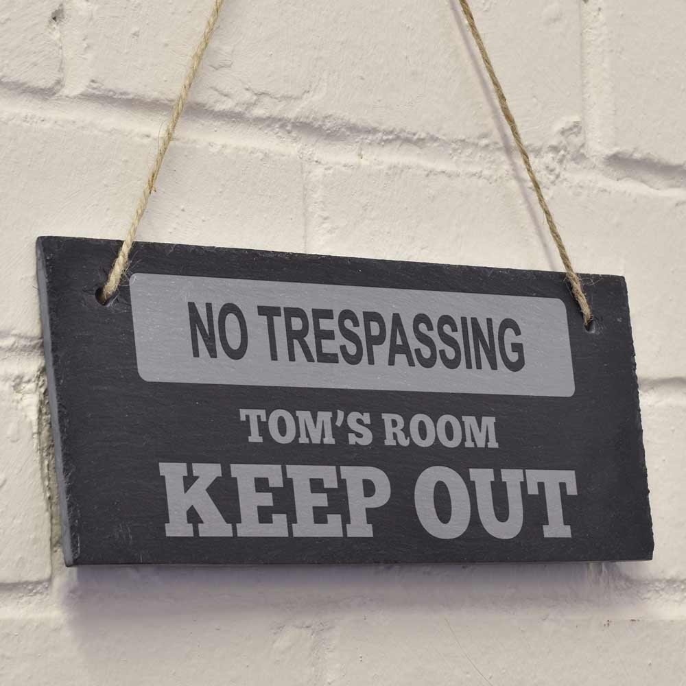 Personalised Hanging Slate Door Sign Keep Out - Click Image to Close