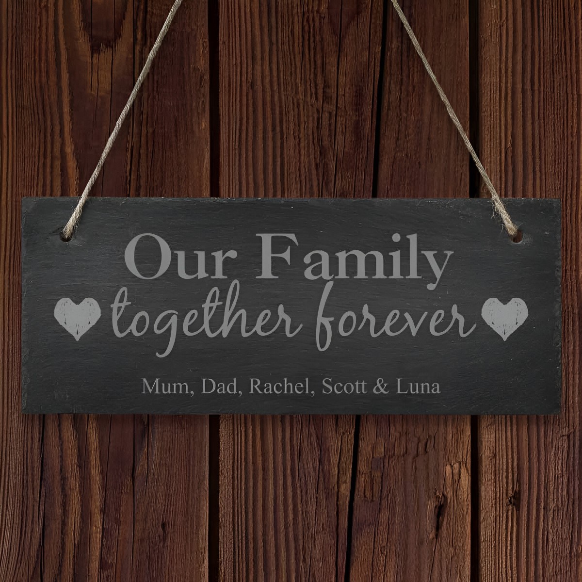 Personalised Our Family Hanging Slate Sign - Click Image to Close