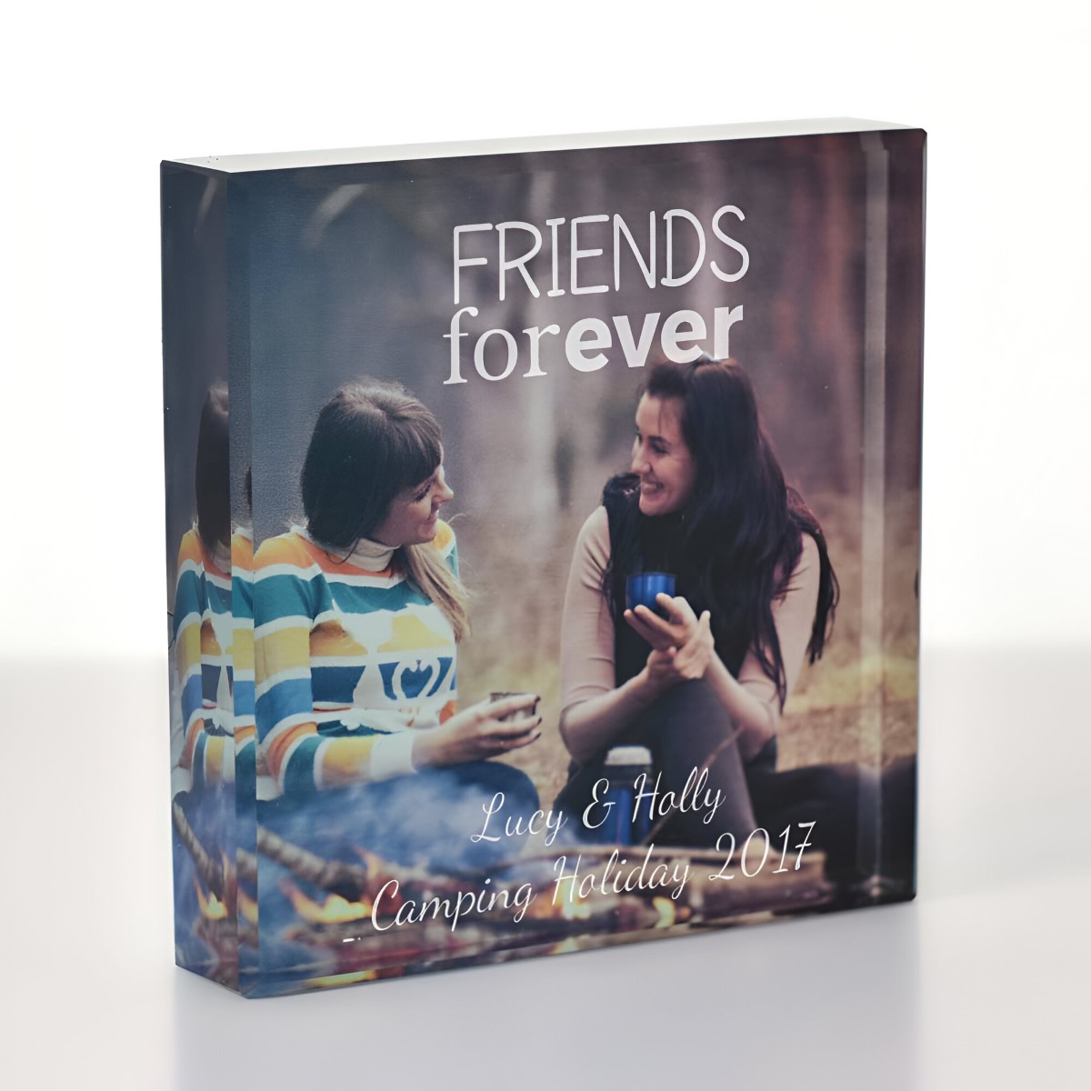 Personalised Photo Upload Glass Block Frame Friends Forever