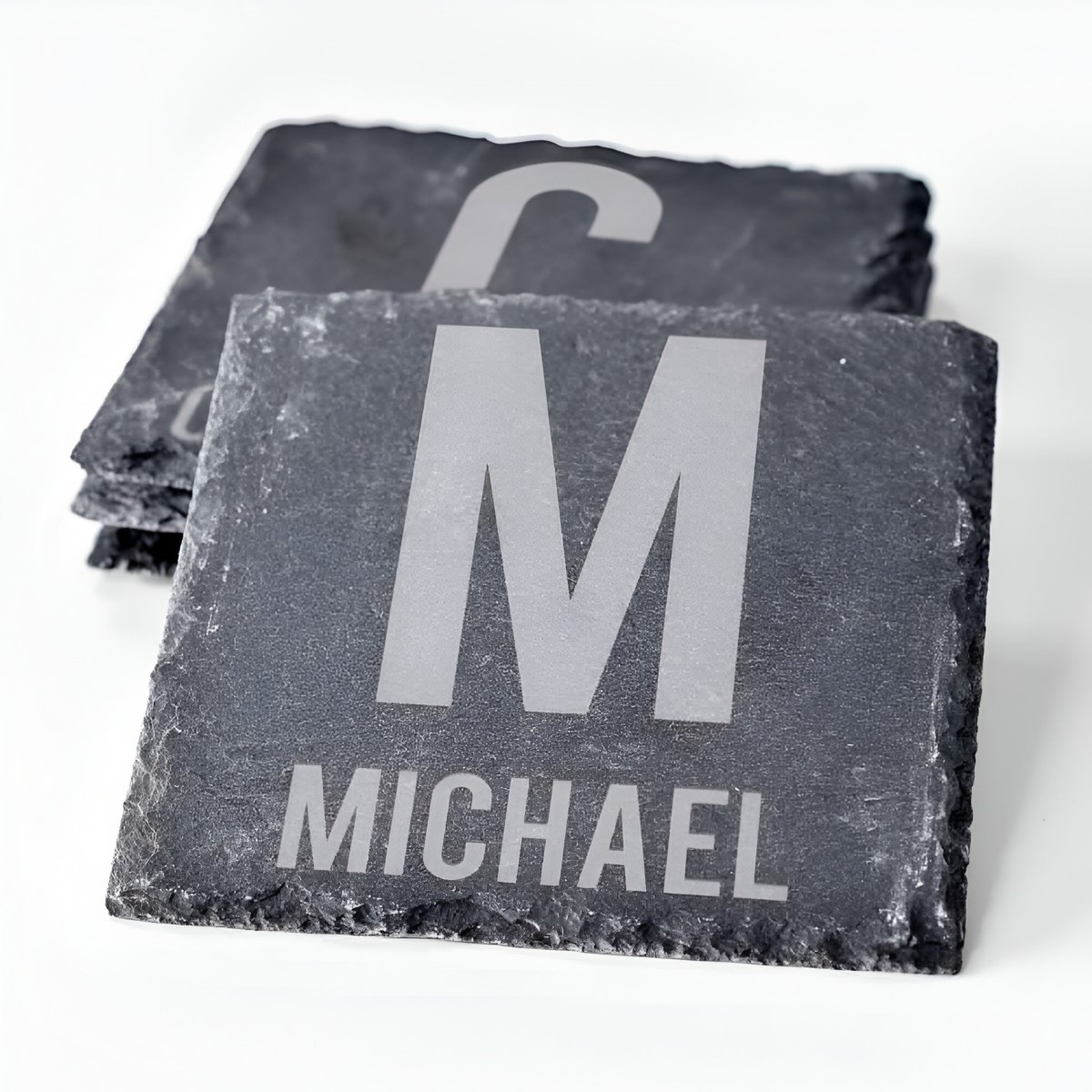 Personalised Set Of Slate Coasters Any Initial And Name - Click Image to Close