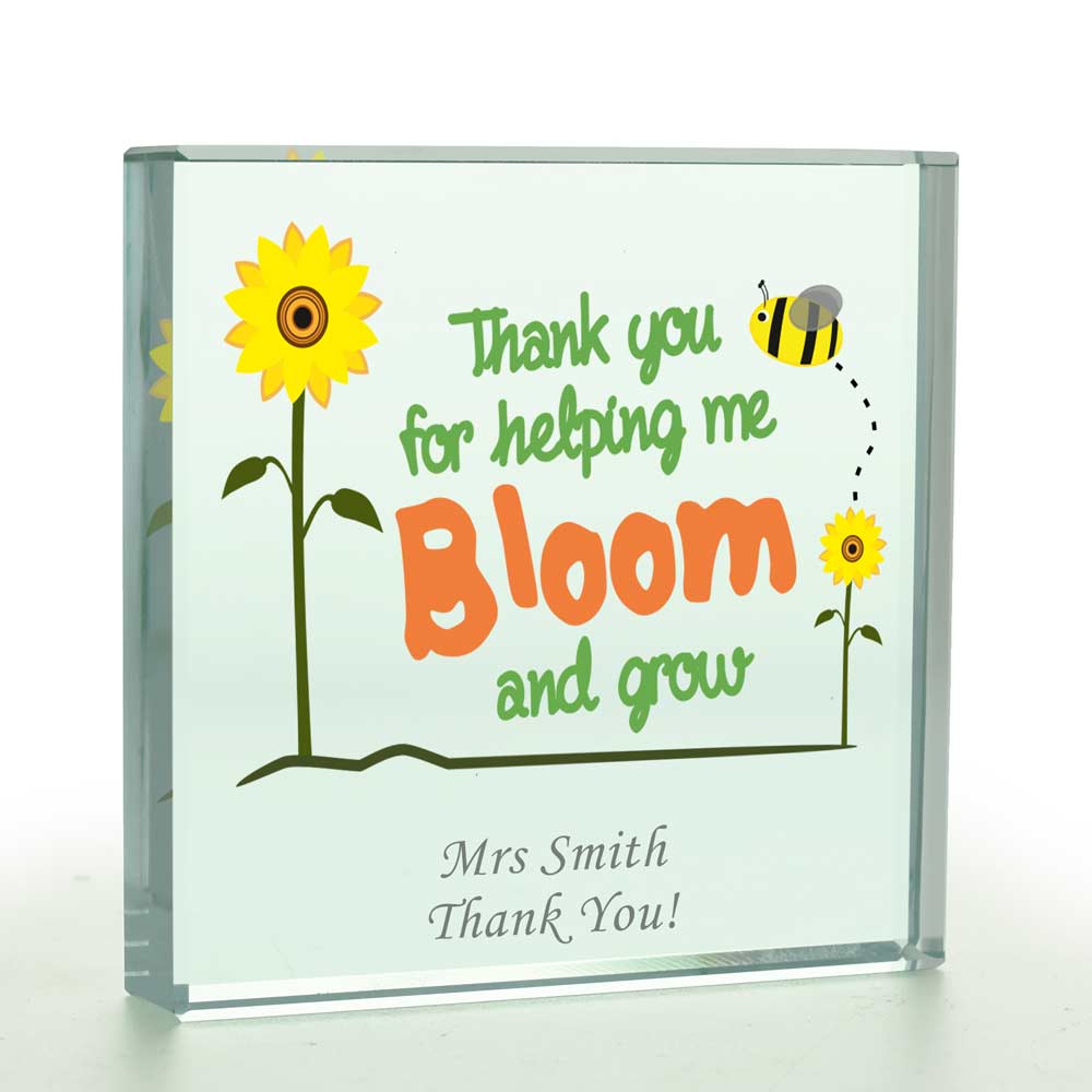 Personalised Thank You For Helping Me Bloom Glass Token - Click Image to Close